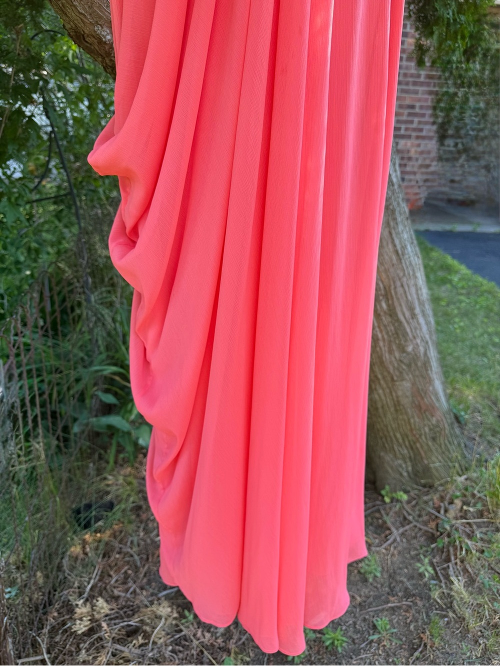 BCBGMaxAzria 2 Pink Coral Pleated Bodice Grecian Drape Style Formal Dress Size 2 - Picture 5 of 17